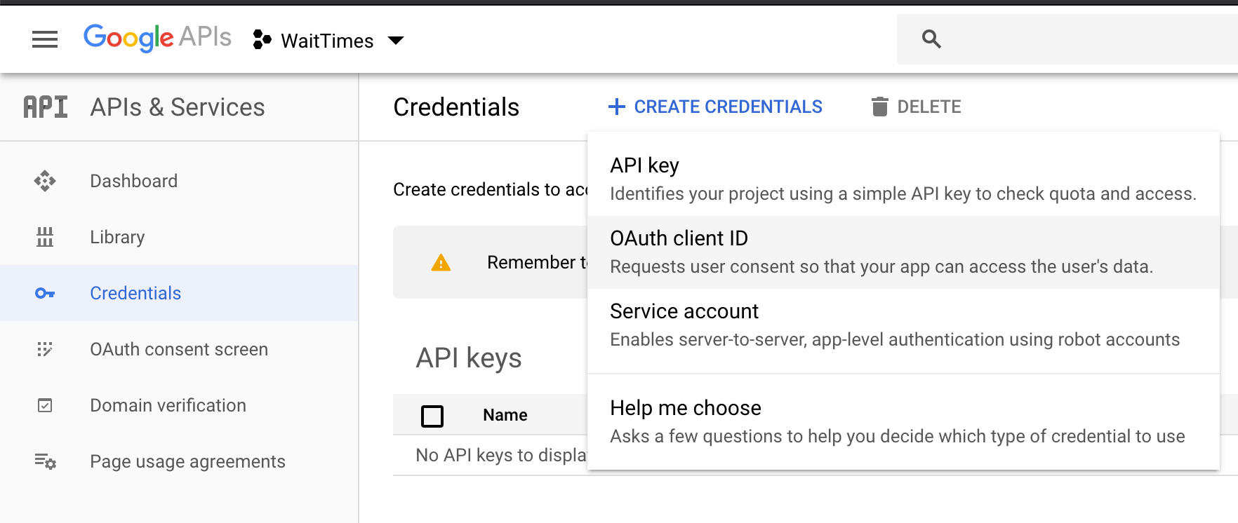 create credentials